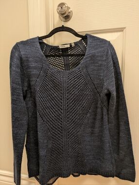 Devoted Navy Scoop-Neck Open-Weave sweater